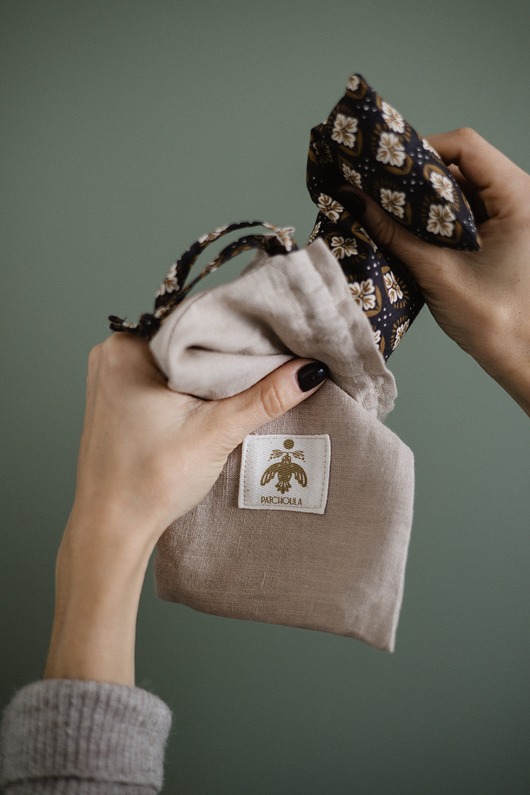 opaski na oczy KOMPLET poduszka relaksacyjna na oczy i lniany woreczek