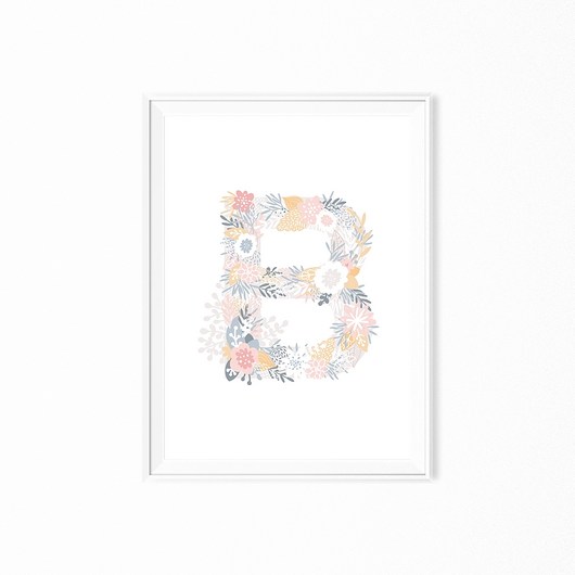 Plakat skandynawski pastelowy z literką B myscandi