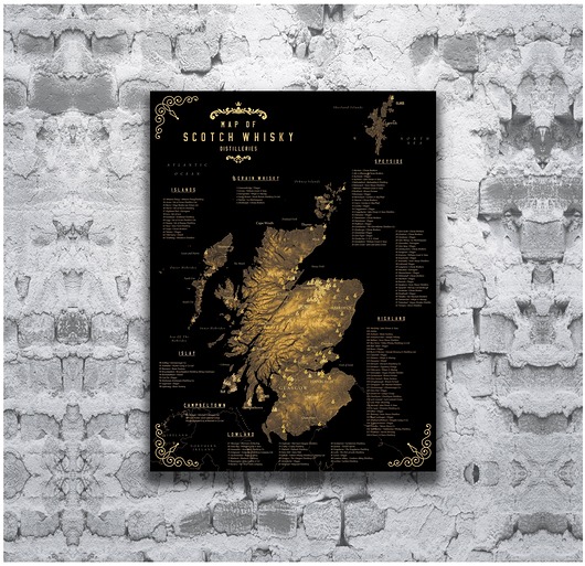 plakaty WHISKY Szkocka regiony destylarnie plakat grafika