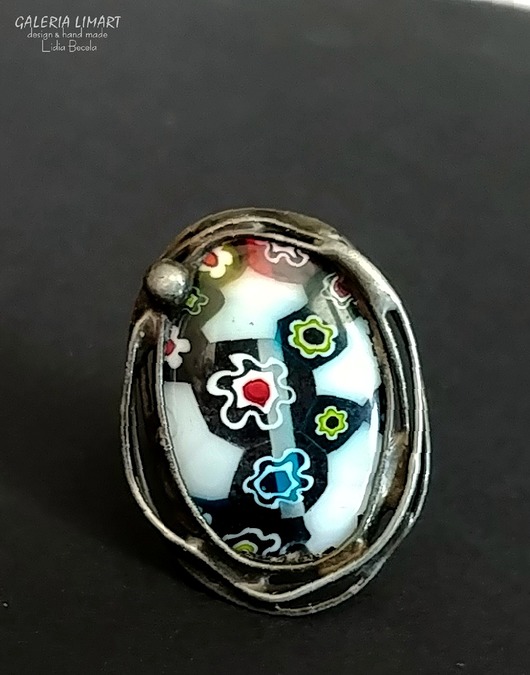 pierścionki - różne Pierścionek ze szkłem millefiori oryginalny wzór znakomity PREZENT handmade
