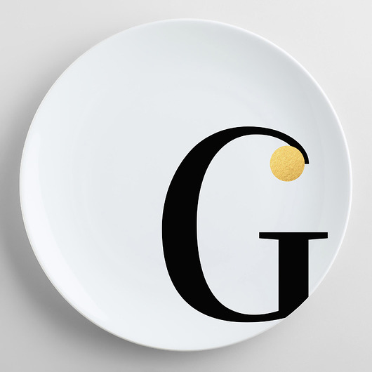Porcelanowy Duży Talerz "G" ze złotem Zulana