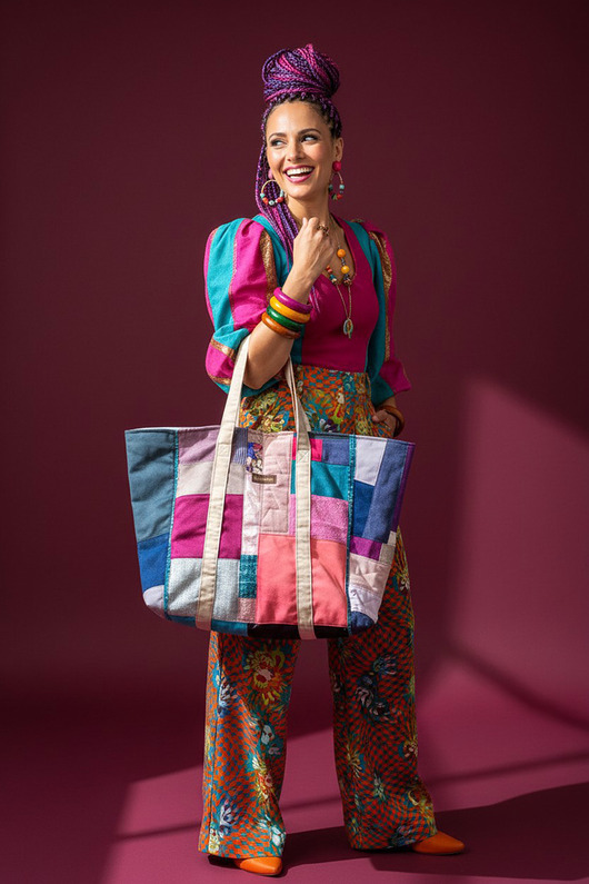 torby na zakupy Shopperka no waste handmade patchwork unikatowa torba z resztek tkanin