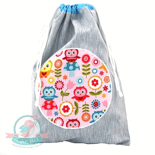 Worek przedszkolaka niemowlaka- Dres- Sowy na ró craftKASIA