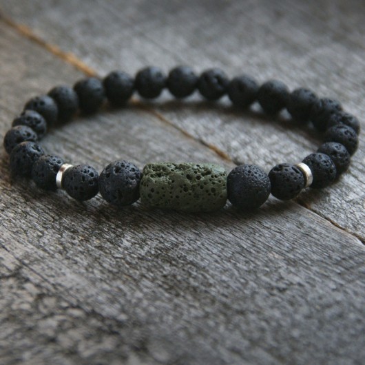 męska bransoletka : LAVA : khaki & black kaktusia