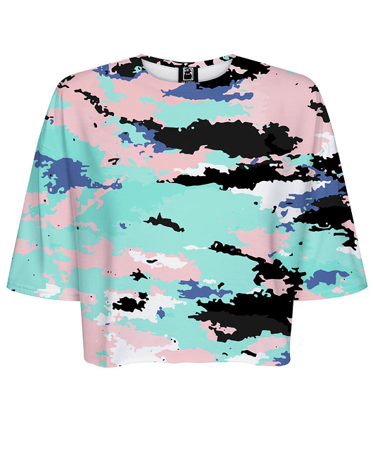 t-shirt damskie DR.CROW T-shirt Krótki CROP Camo Light
