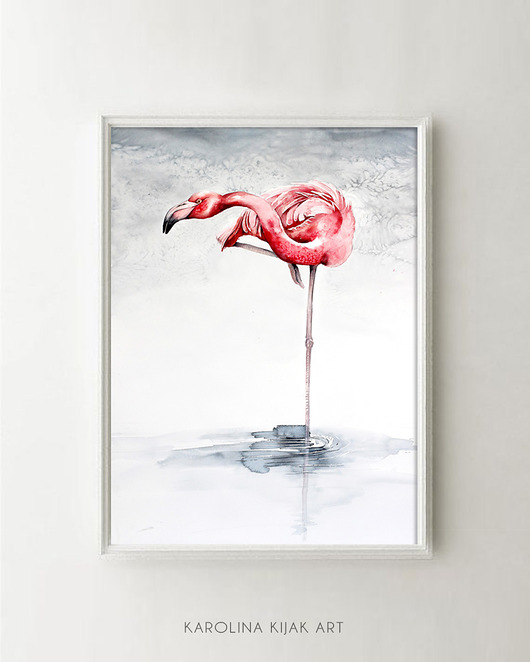 Flaming różowy - plakat, reprodukcja 50x70cm Karolina Kijak