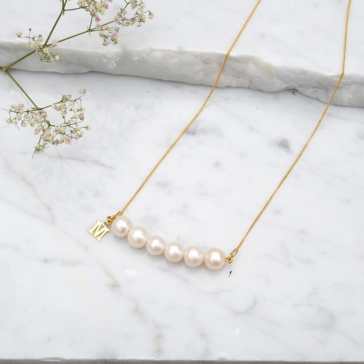Naszyjnik z perłami  for4 - srebro pozłacane MEIKA PEARLS
