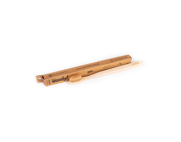 do ciała - inne WoodyBamboo Bambusowa szczoteczka NATURAL średnia