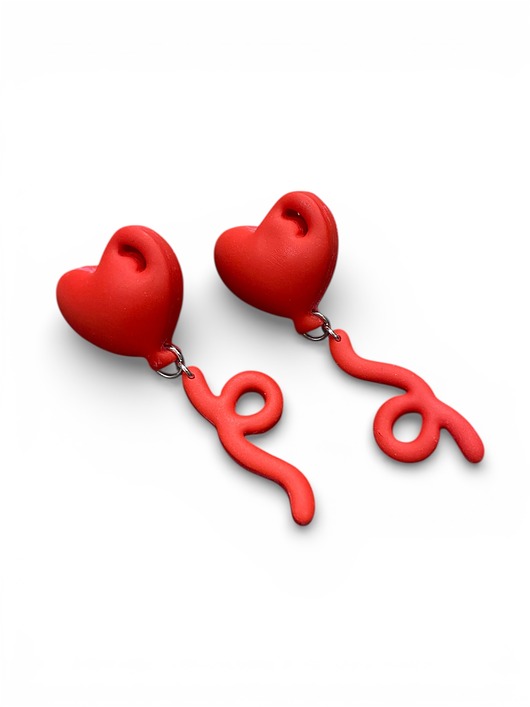 kolczyki z masy plastycznej Kolczyki baloniki Serca asymetryczne