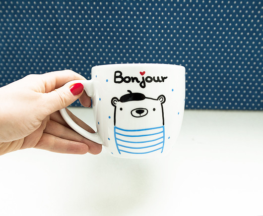 Bonjour z misiem - XL kubek porcelanowy miamilu
