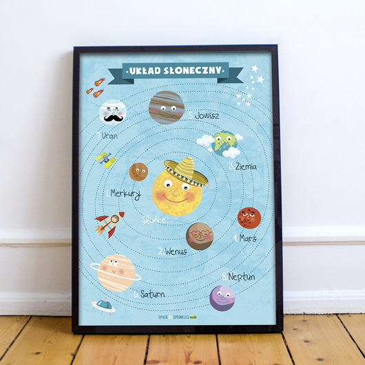obrazy i plakaty do pokoju dziecięcego Plakat Układ Słoneczny jasny.