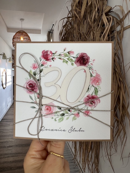 kartki scrapbooking Rustykalna kartka z okazji 30. rocznicy ślubu życzenia - trzydziesta rocznica