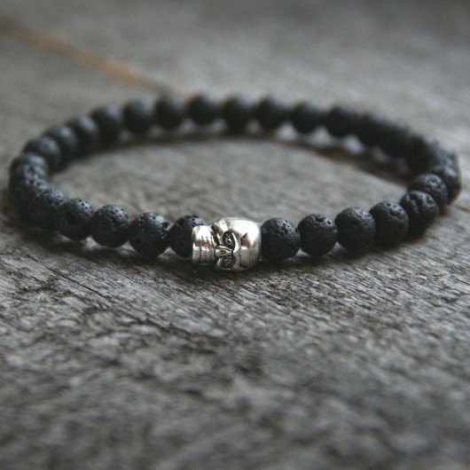 męska bransoletka :: black lava & skull :: kaktusia