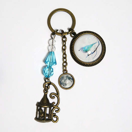 breloki Breloczek - Turkusowy ptak, księżyc