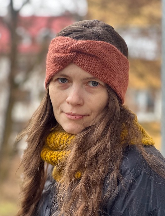 opaski do włosów Jesienna opaska alpaka, jedwab, moher ceglana