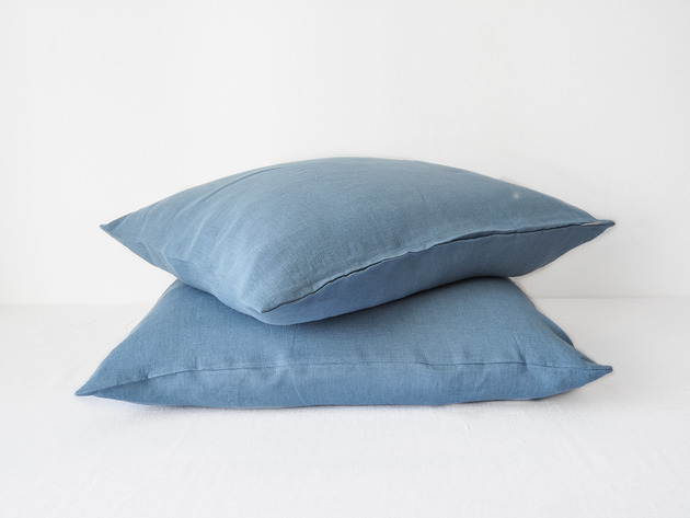 poduszki gładkie Lniana Poszewka Classic DUSTY BLUE
