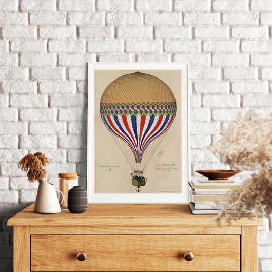 grafiki i ilustracje PLAKAT vintage, lot balonem, ilustracja retro