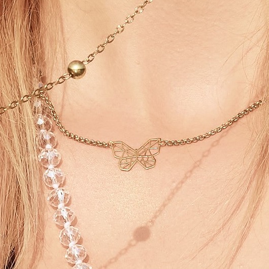 złote naszyjniki Łańcuszek Geometric Butterfly
