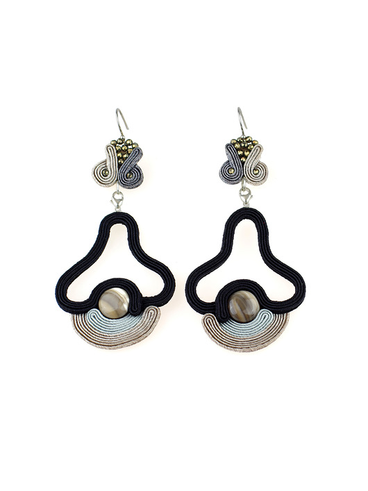 kolczyki soutache BLACK & WHITE Kolczyki HAU HELE z zawieszką LUPE