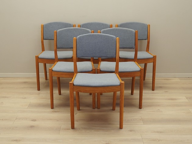krzesła Komplet sześciu krzeseł, duński design, lata 60, Poul M. Volther, FDB M