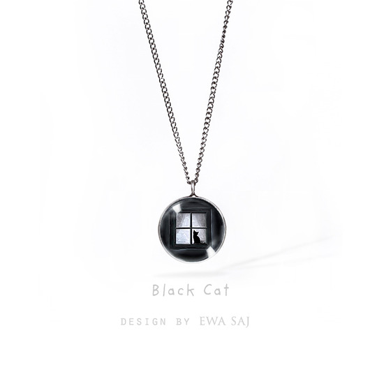 wisiory Black Cat, simple naszyjnik
