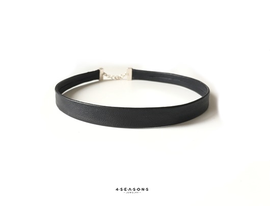 czarna obroża choker naszyjnik ze skóry 4 Seasons Jewelry
