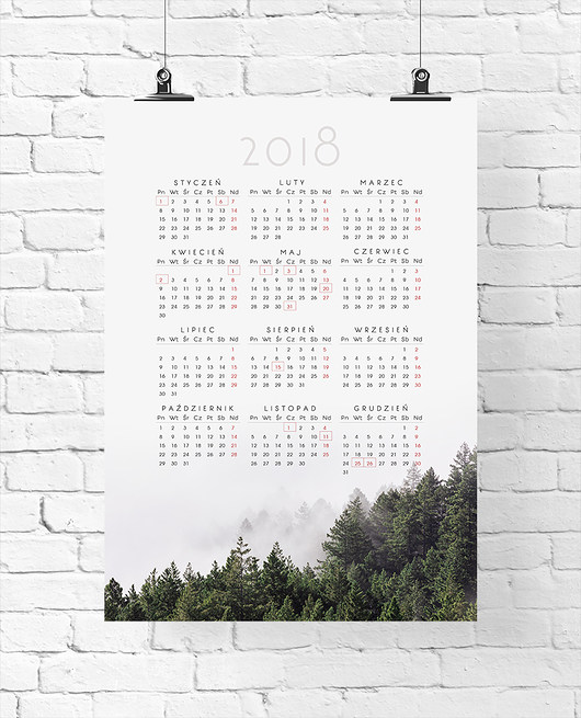 Plakat Kalendarz 2018 30x40 Bury Lis
