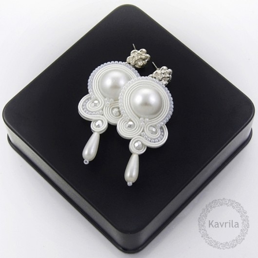 kolczyki soutache classic white kavrila