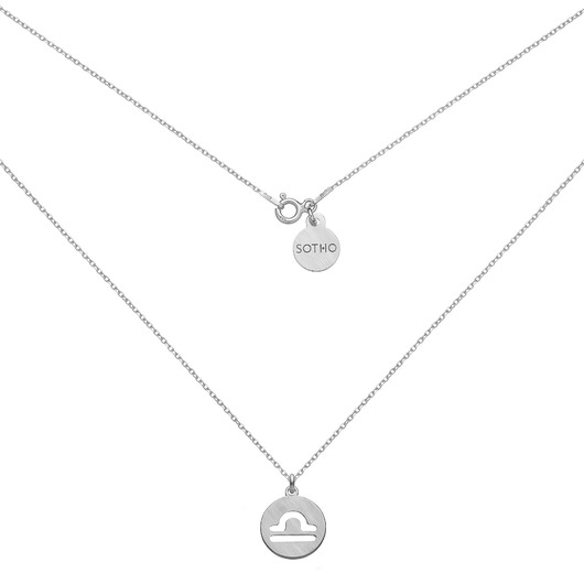 srebrne naszyjniki Srebrny matowy naszyjnik z zodiakiem Wagi