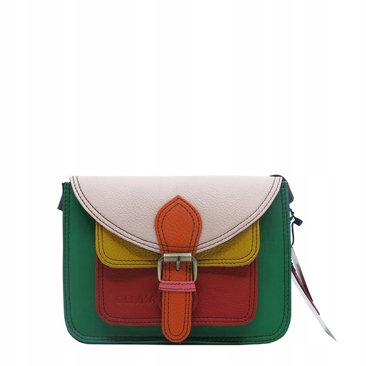 torby na ramię Torebka listonoszka oryginalna skórzana kolorowa elegancka pasek eko OLIVKA