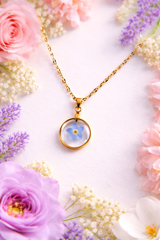 złote naszyjniki Naszyjnik z niezapominajką klasyka idealny na prezent naszyjnik z kwiatem