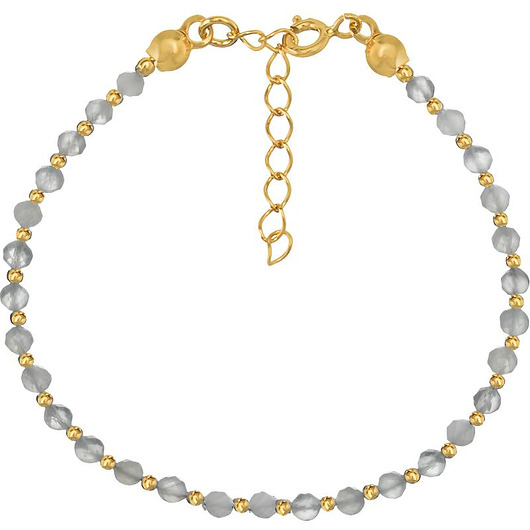 bransoletki z kamieni naturalnych Bransoletka srebrna pozłacana z kamieni naturalnych kamień księżycowy 3 mm