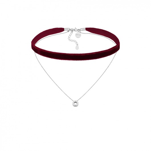 Bordowy aksamitny choker z łańcuszkiem SOTHO