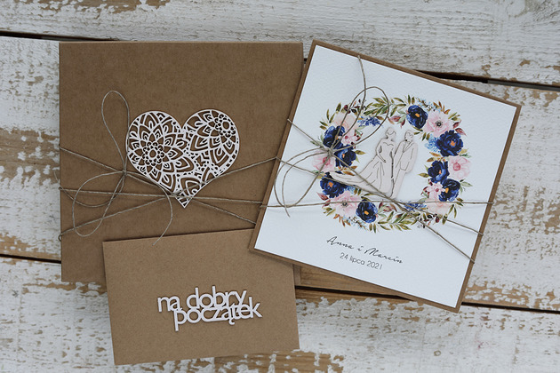 kartki scrapbooking Stylowa kartka ślubna z pudełkiem