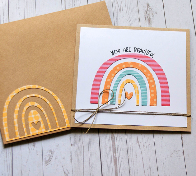 kartki scrapbooking You are beautiful : kolorowa tęcza