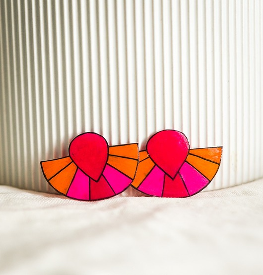 klipsy Duże klipsy geometryczne Tropiki