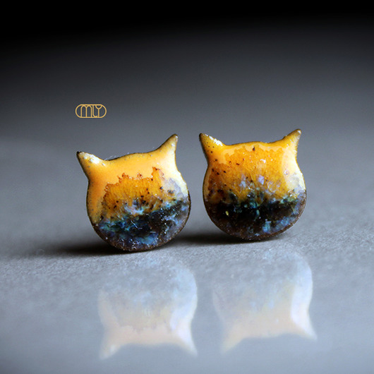 kolczyki ceramiczne Kotki /stal chirurgiczna/