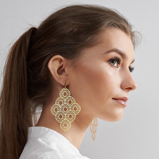 kolczyki z mosiądzu Kolczyki z ażurowymi rombami Harmonia