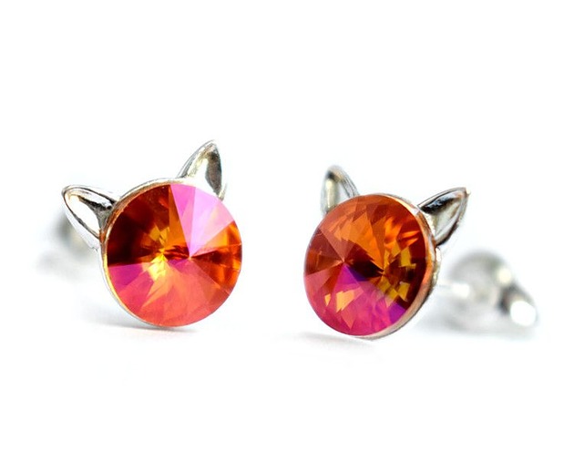 kolczyki swarovski Kocie kolczyki - Kryształy Swarovski (większe)