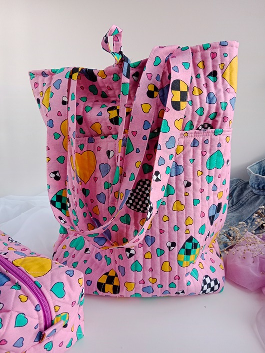 torby na zakupy Pikowana torba bawełniana, tote bag, shopperka  - upcykling