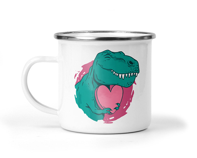 kubki Kubek metalowy dino heart