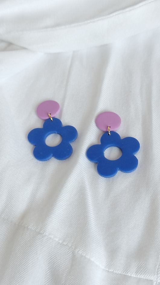 kolczyki z masy plastycznej Kolczyki wiszące KWIATY