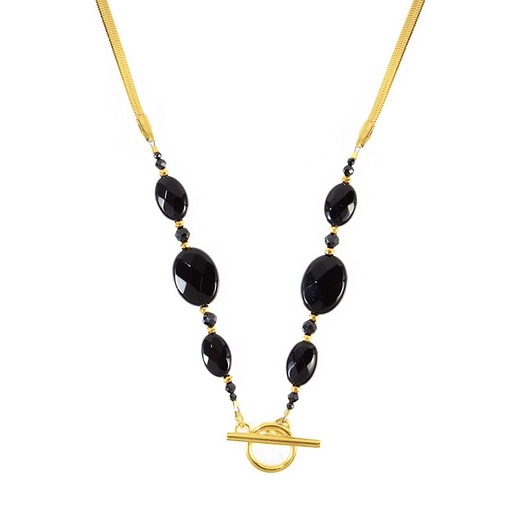 biżuteria różna Naszyjnik płaska Żmijka z eleganckich owalnych Onyksów