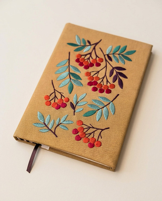 notatniki i albumy Haftowany notes - jarzębina