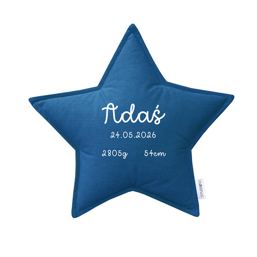 poduszki do pokoju dziecka Poduszka gwiazdka personalizowana metryczka imię dziecka OCEAN BLUE