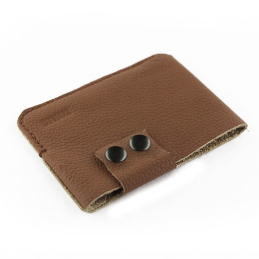 Poche Leather Fold A- Skórzany Wizytownik Karmel mius
