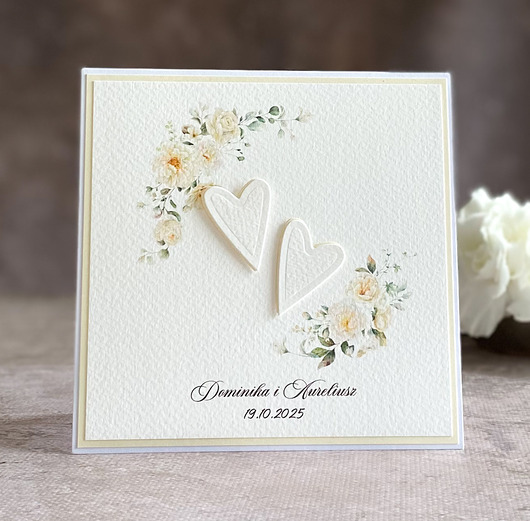 zaproszenia i kartki na ślub Elegancka kartka ślubna w ozdobnej kopercie, WP 132b