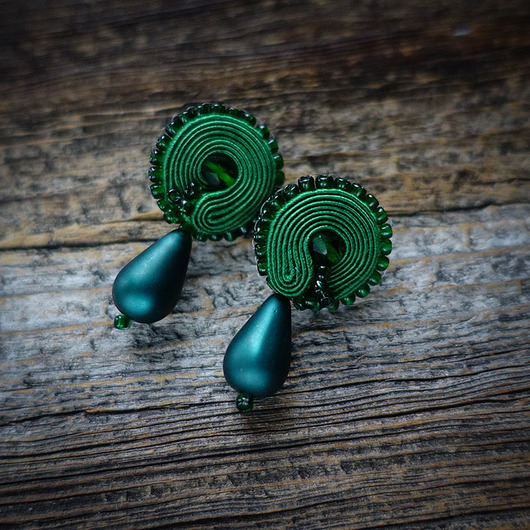 kolczyki soutache Zielone  kolczyki soutache