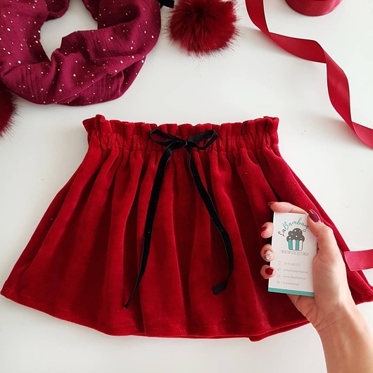 spódniczki dla dziewczynki Welurowa spódniczka dziewczęca z kokardką