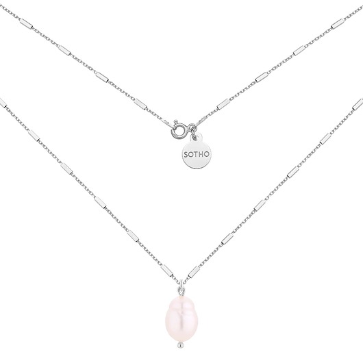 srebrne naszyjniki Srebrny naszyjnik z naturalną perłą